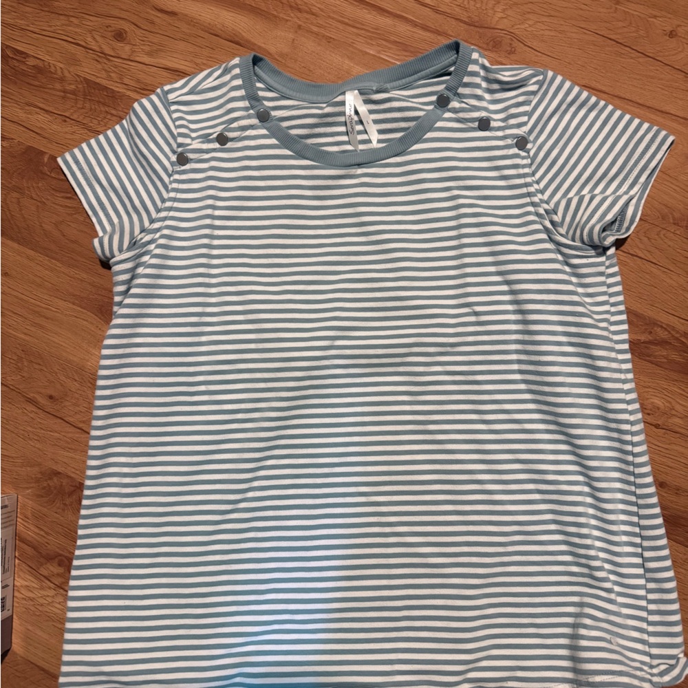 Seraphine Nursing Maternity top Striped Blue and White T-Shirt L
